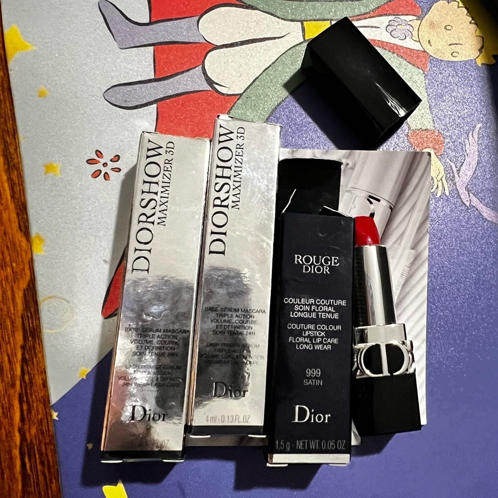 Dior trio set ( mascaras base + lip stick )